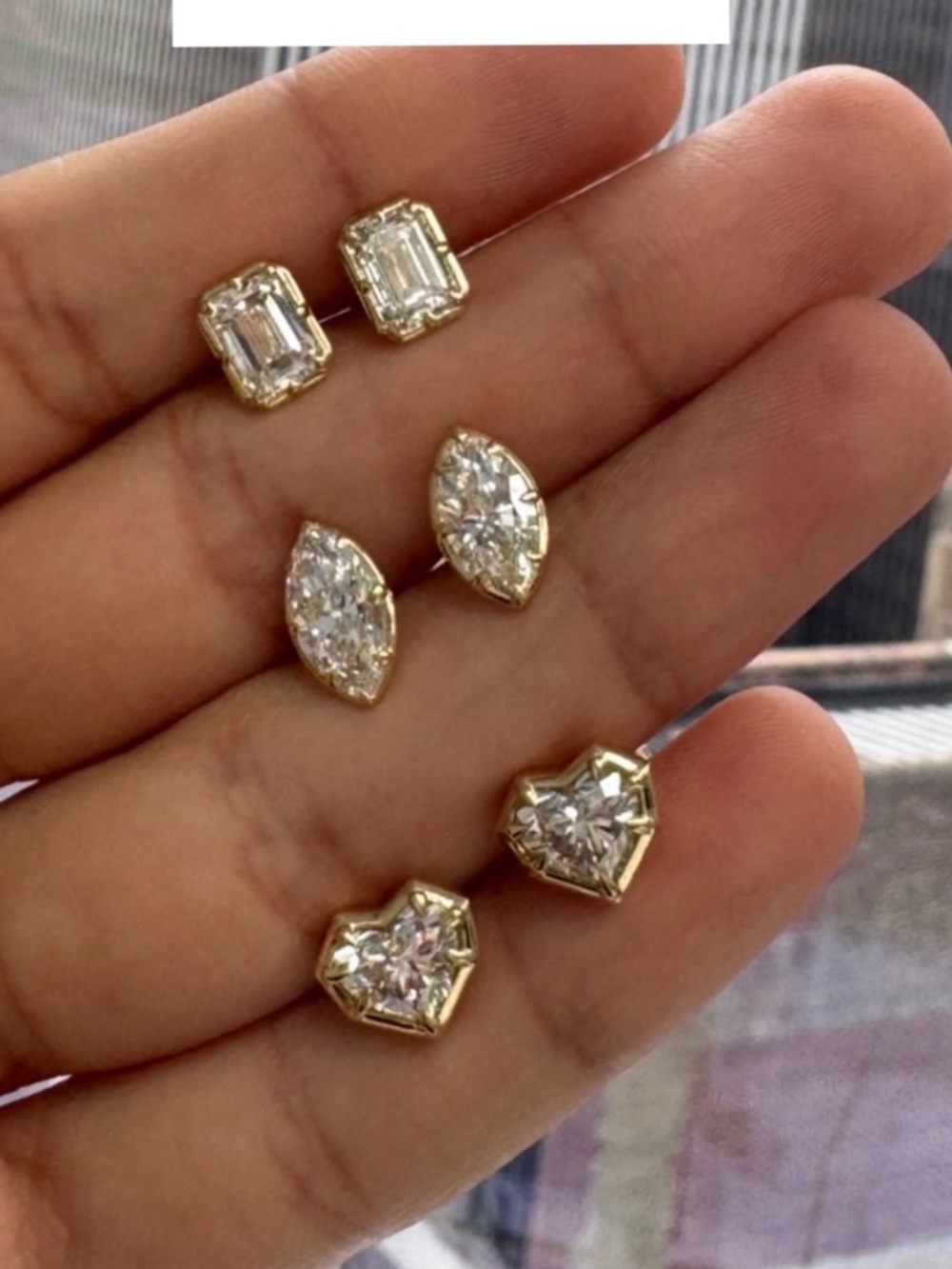 Gold-Set lab diamond Stud Earring Trio - Clear Accents 2 carat total choose one
